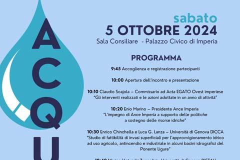 “Acqua, bene e risorsa” sabato un convegno a Imperia